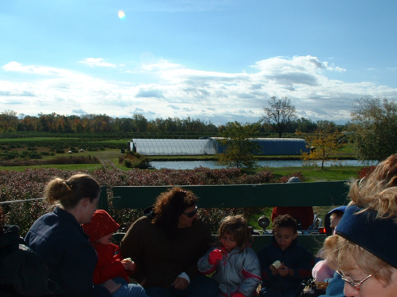 On the hay ride.